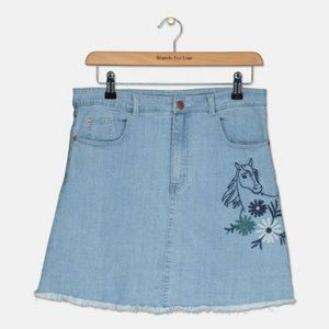 DreamWorks Spirit  Riding Free Bunch Flower Denim Skirt NEW